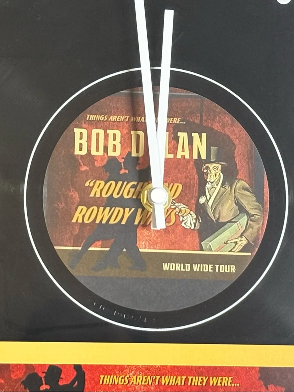 dylan Black and Red Vinyl Wall Clock with Tour Art